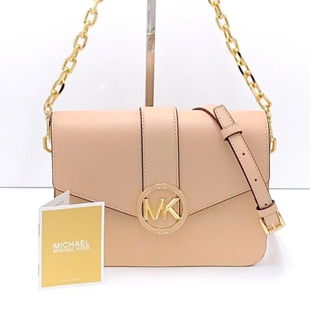 MICHAEL KORS CARMEN MEDIUM CONVERTIBLE SHOULDER BAG BUFF COLOR